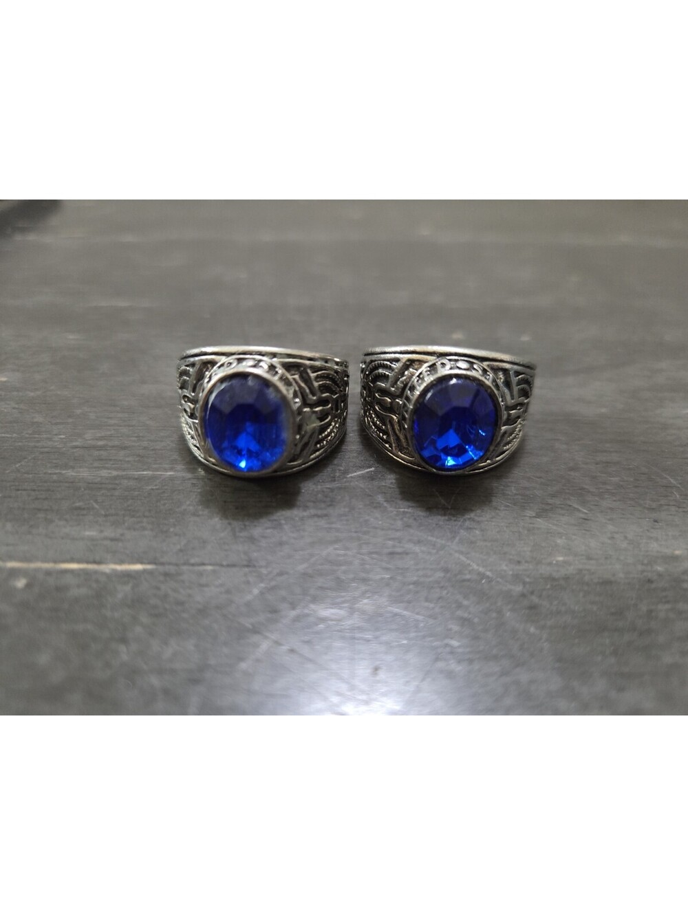 Lot 2 U.S. Army Rings Blue Stone Military Ring Men’s Sizes 11 & 13